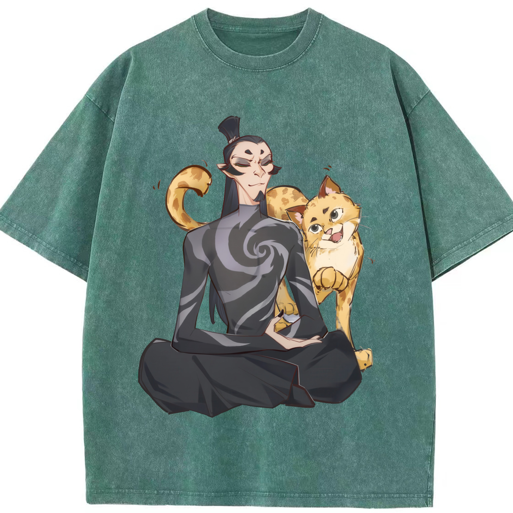 （画像用） Ne Zha 2 ナタ 魔童の大暴れ 綿100% ヴィンテージ風 半袖Tシャツ（フロントプリント）